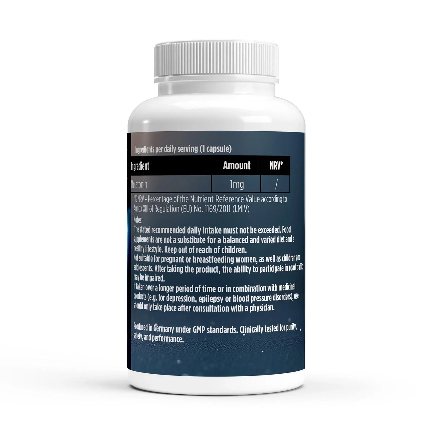 Urmax melatonin supplement bottle with dosage and safety instructions on the label