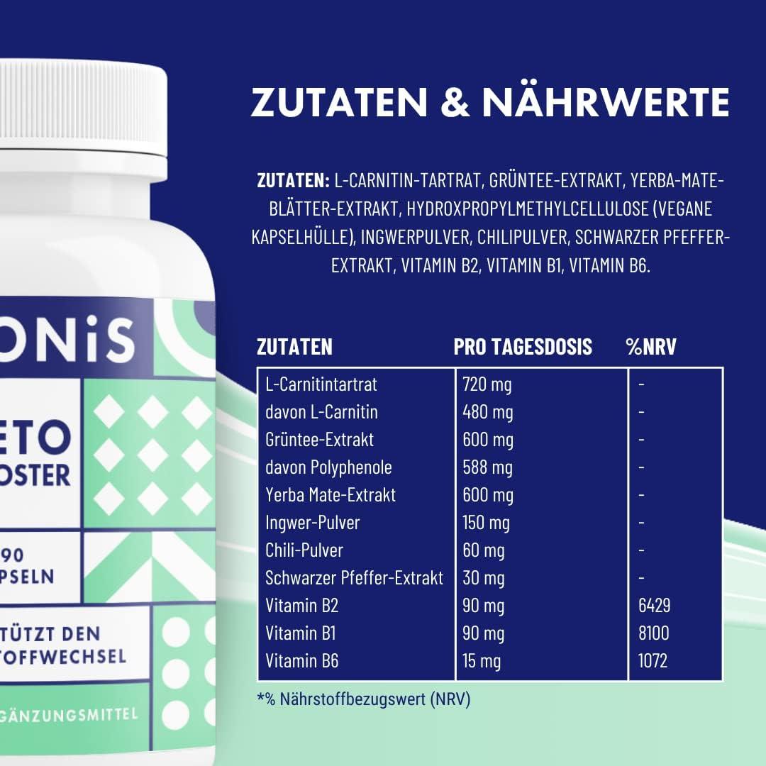 Adonis Keto Booster - natürliches Keto-Supplement | Ketose mit Hilfe von Ketonen & ketogener Ernährung | Unterstützt den Stoffwechsel | 90 Kapseln - urmax