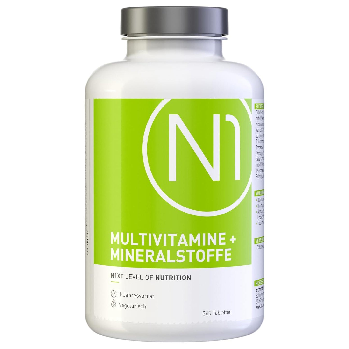 N1 Multivitamin Tabletten hochdosiert - Alle Vitamine + Mineralien - 365 Tabl. Jahresvorrat - vegetarisch - Nahrungsergänzungsmittel - urmax