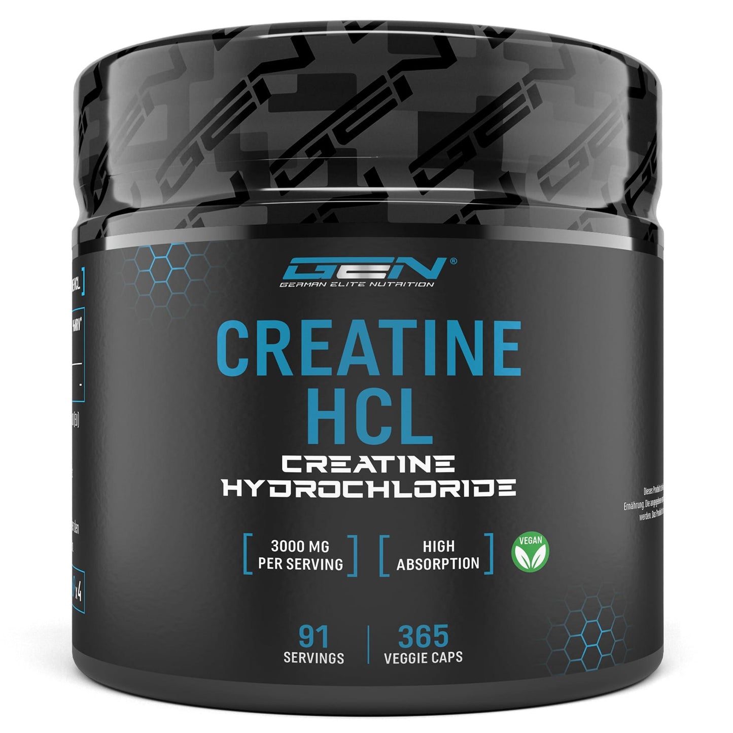 Creatine HCL - 180 Capsules - High Dose with 3000 mg - Pure Creatine Hydrochloride - High Absorption - High Bioavailability - Vegan - urmax