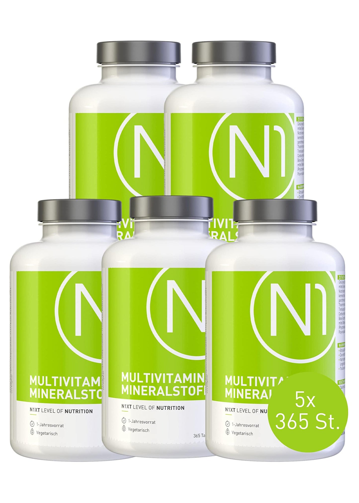N1 Multivitamin Tabletten hochdosiert - Alle Vitamine + Mineralien - 365 Tabl. Jahresvorrat - vegetarisch - Nahrungsergänzungsmittel - urmax