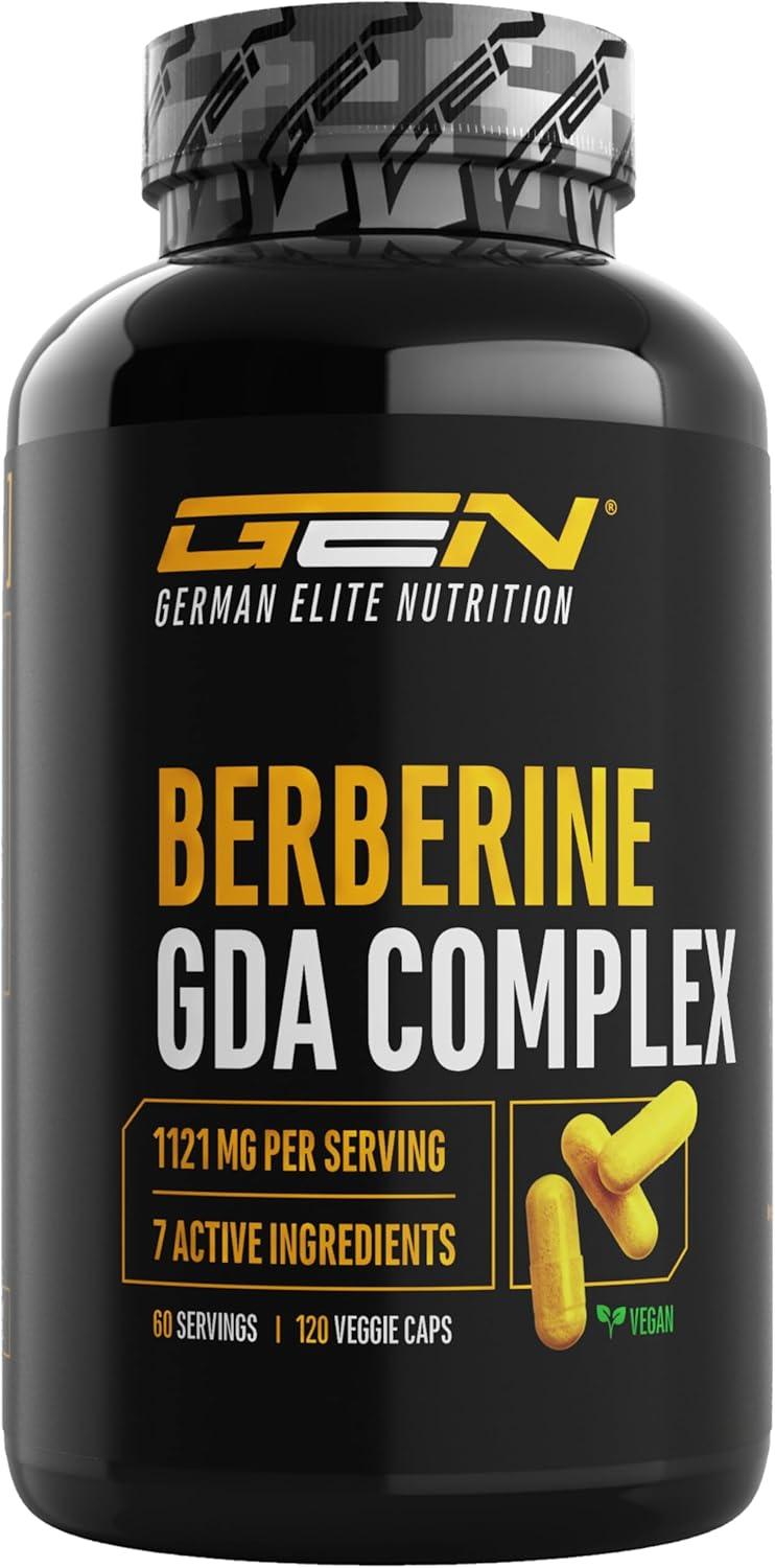 Berberin HCL Komplex - Hochdosiert mit 1120 mg pro Tagesportion - GDA Formel mit 7 aktiven Inhaltsstoffen - 120 Kapseln - Vegan - urmax