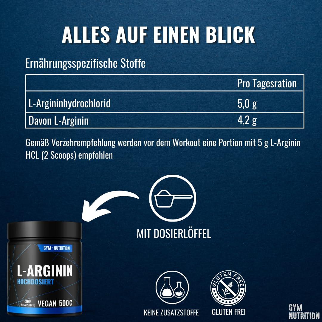 Premium L-Arginin HCL – 500 г | Чисто и високо дозирано L-Аргинин HCL | Без добавки, 100% веган | Оптимална разтворимост 💪 Подобрете кръвообращението, издръжливостта и мускулния растеж! - urmax