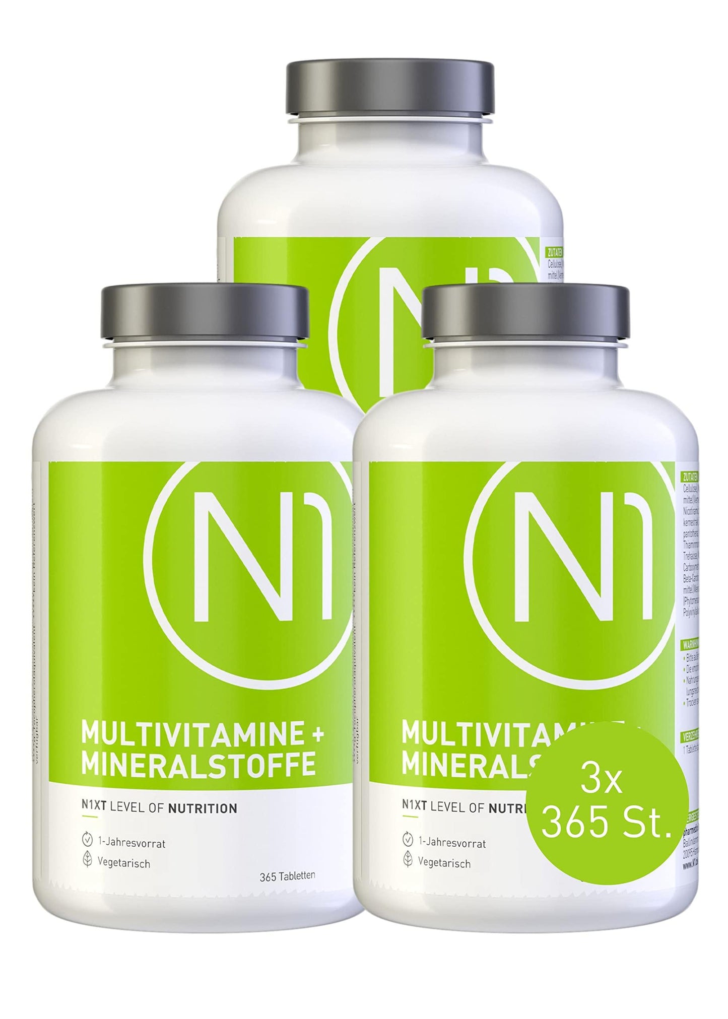 N1 Multivitamin Tabletten hochdosiert - Alle Vitamine + Mineralien - 365 Tabl. Jahresvorrat - vegetarisch - Nahrungsergänzungsmittel - urmax