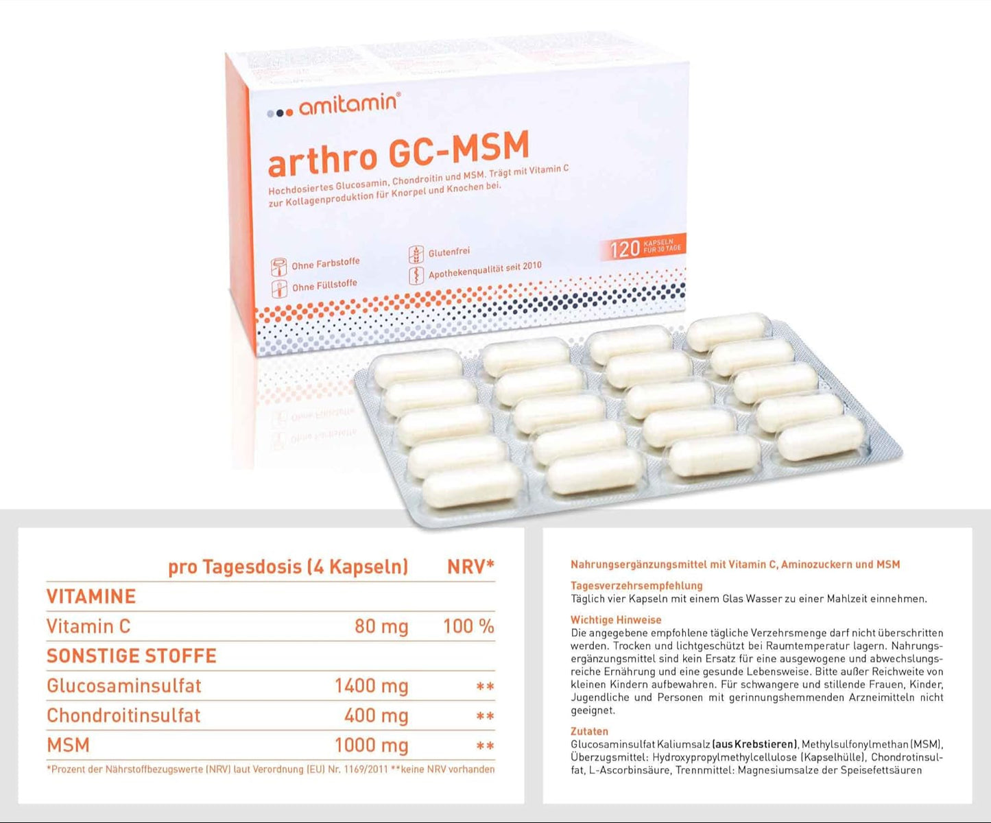 🔹 amitamin® arthro GC-MSM – Премиум формула за стави, хрущяли