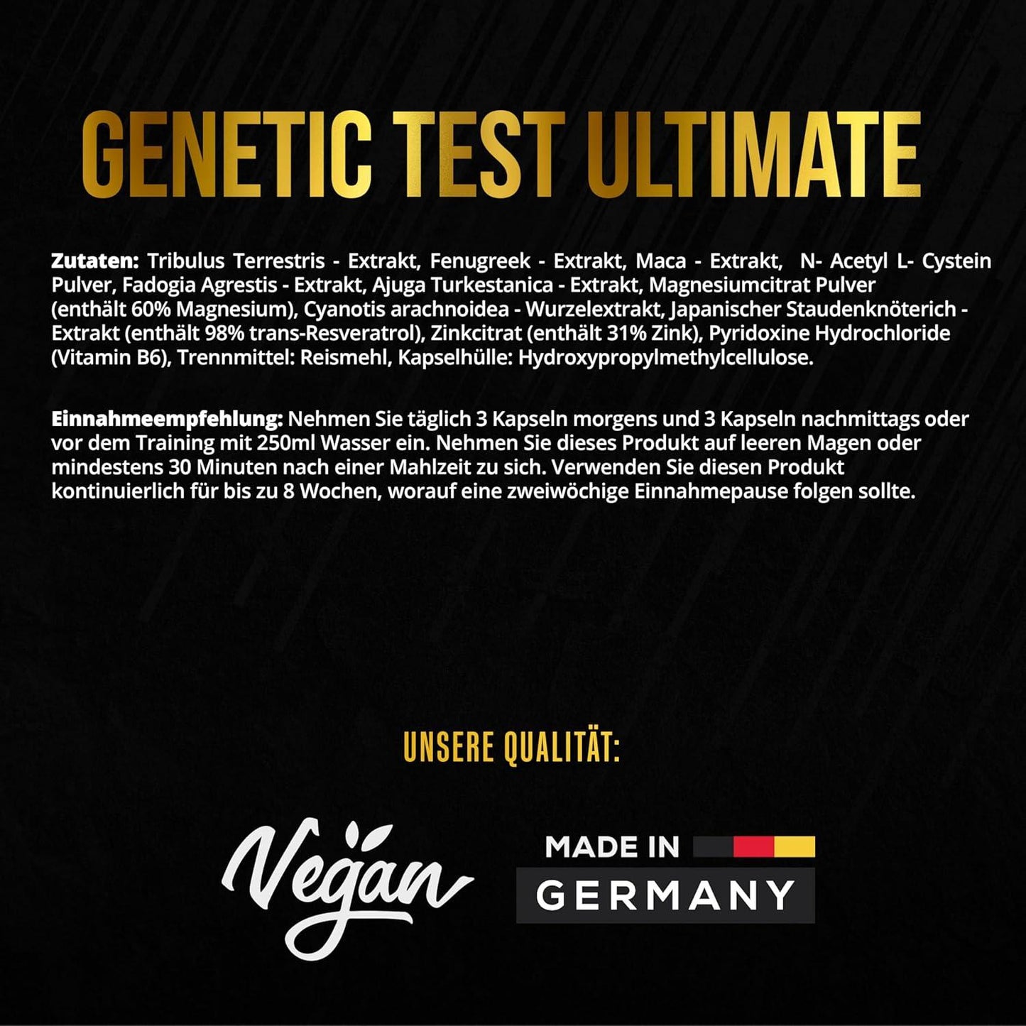 GN Laboratories Genetic Test Ultimate (180 Kapseln) – effektiver Hormon Booster – Sportnahrungsergänzung für verbesserte Trainingsergebnisse – Made in Germany - urmax