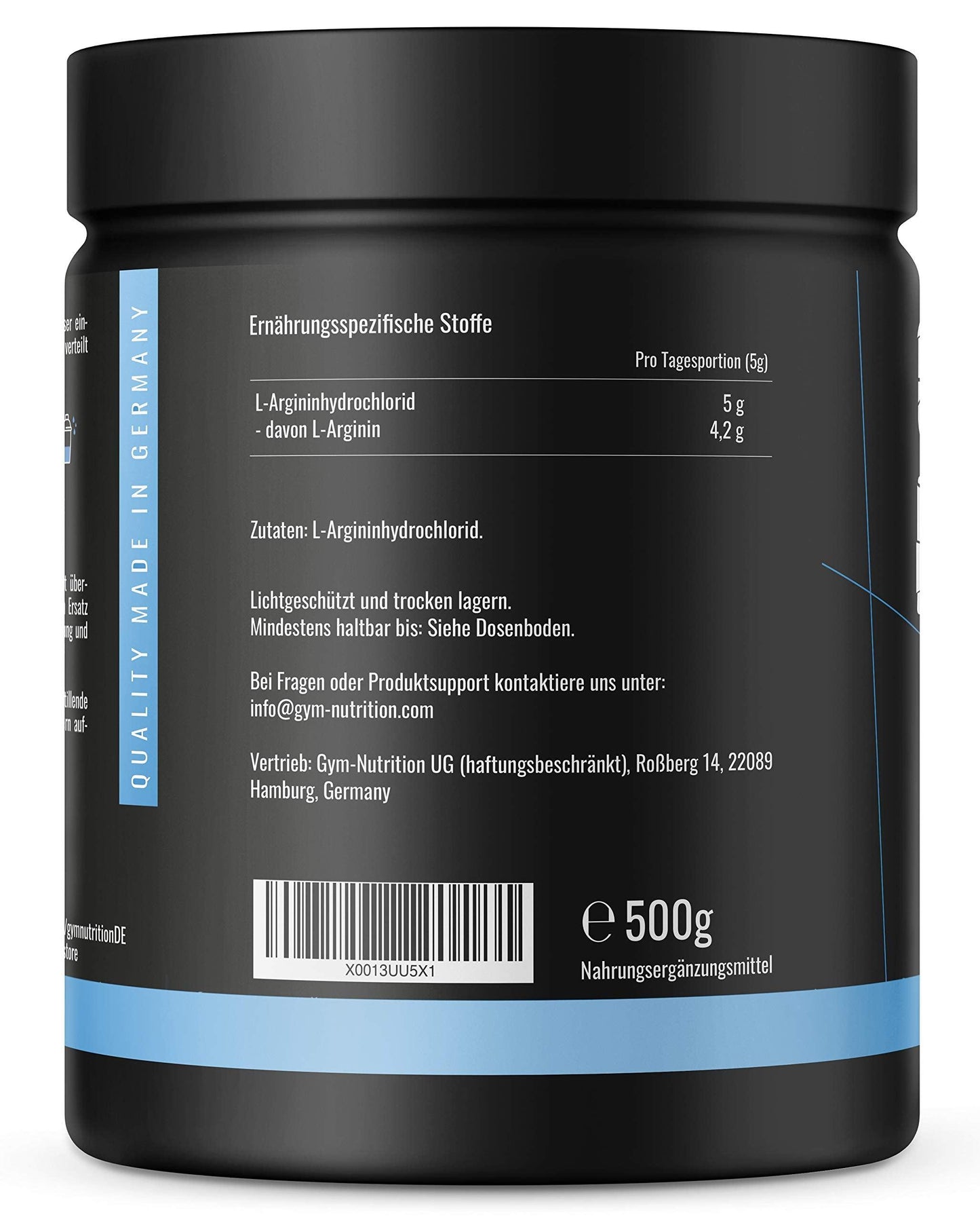 Premium L-Arginin HCL – 500 г | Чисто и високо дозирано L-Аргинин HCL | Без добавки, 100% веган | Оптимална разтворимост 💪 Подобрете кръвообращението, издръжливостта и мускулния растеж! - urmax