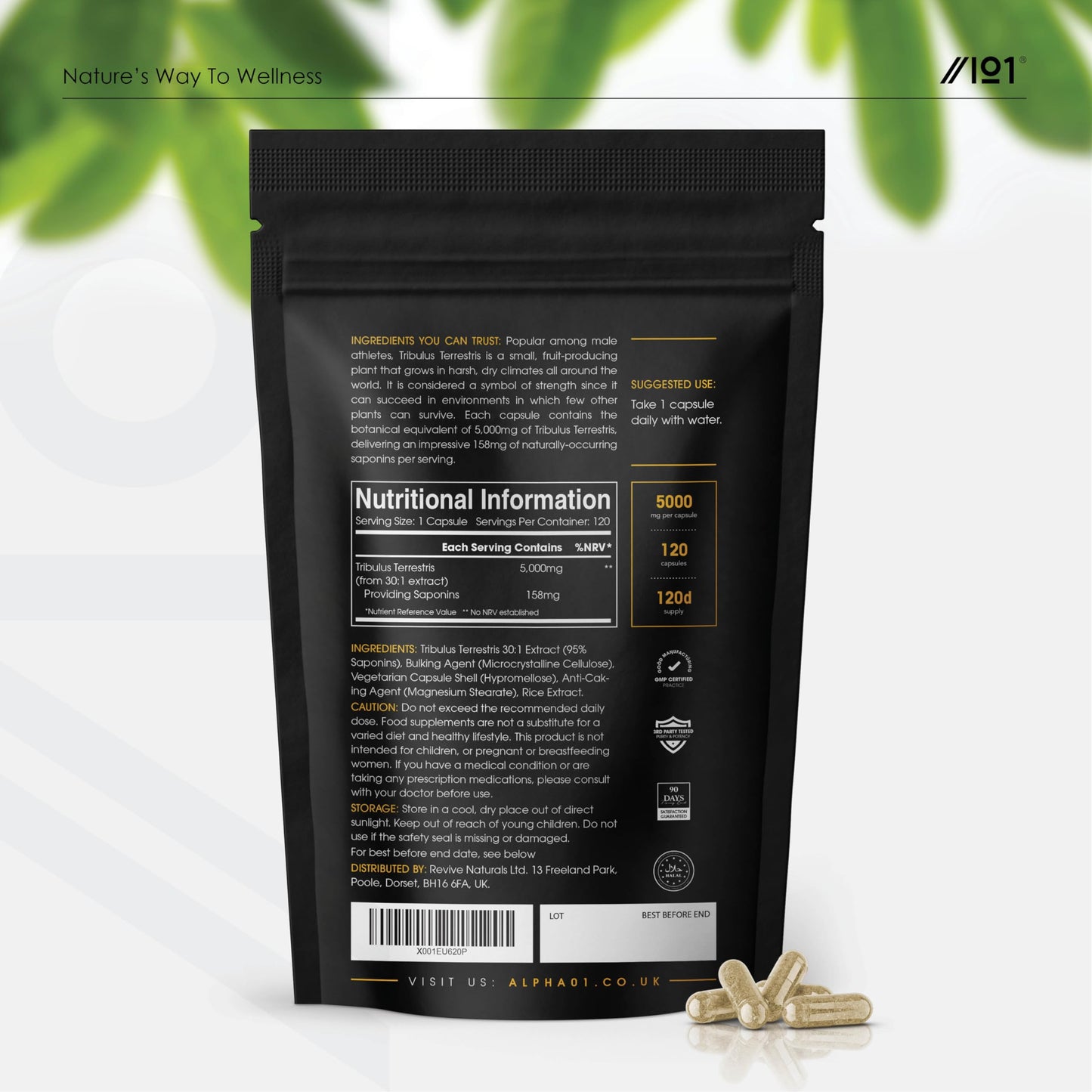 💥 Tribulus Terrestris 5000 mg – 120 веган капсули