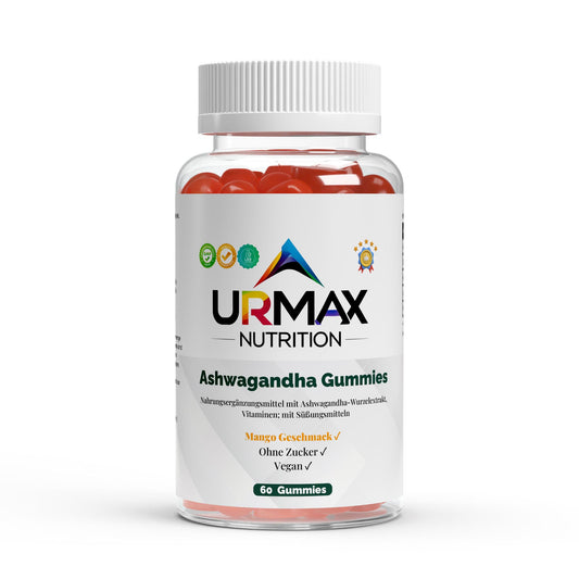 🌴 Ashwagandha + Витамин B6 дъвчащи бонбони с вкус на манго – 60 броя Спокойствие с вкус на манго – без захар и 100% веган! - urmax