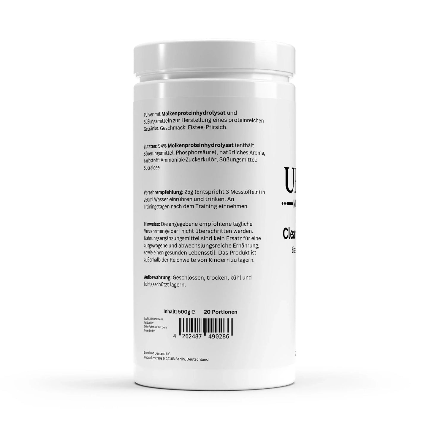 🥤 CLEAR WHEY PROTEIN – EISTEE PFIRSICH – 500g - urmax