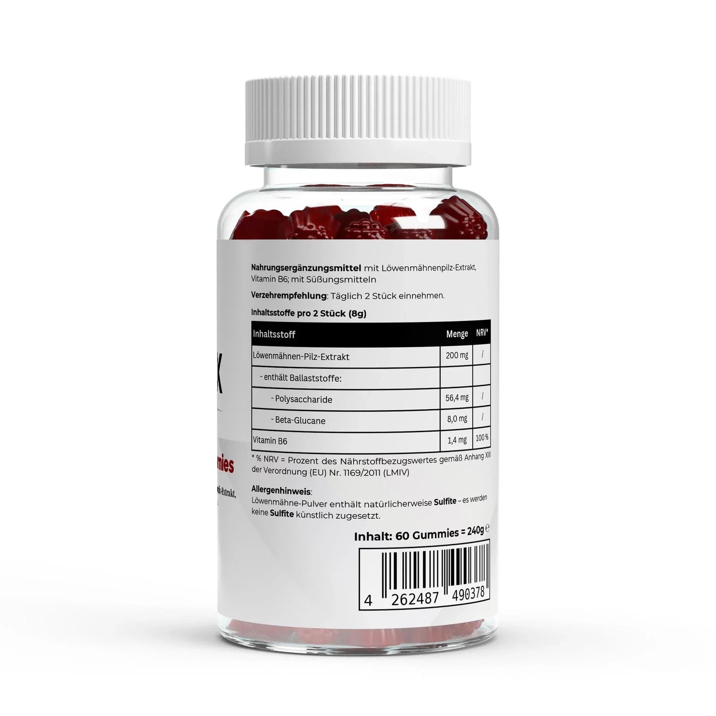 🧠 Lion’s Mane (Лъвска грива) + Витамин B6 дъвчащи бонбони – 60 броя - urmax