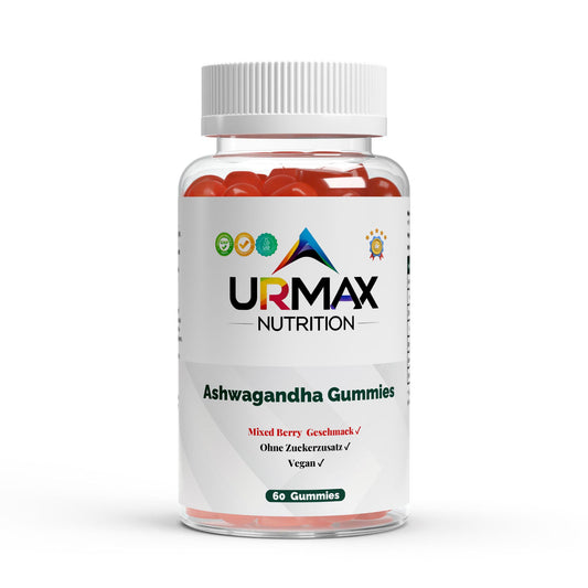 Premium Ashwagandha Gummies 300 mg + Витамин B6 с вкус на горски плодове 60 броя Спокойствие, баланс и по-добър сън – в нежна и вкусна форма! - urmax