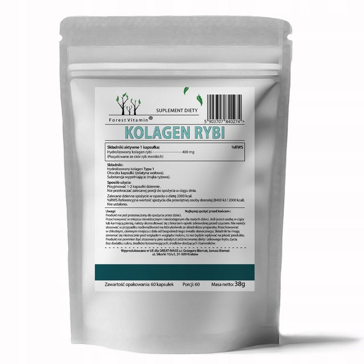 🌊 FOREST MARINE COLLAGEN FISH – 400 mg – 60 капсули Сила от морето за твоите стави, кожа, кости и коса!