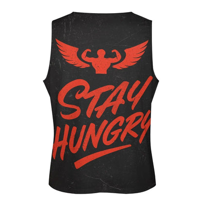 BLEIBE HUNGRIG – Motivations-Sport-Tanktop für Herren (Tiefschwarz)