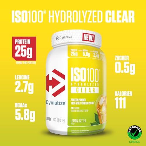 Dymatize ISO 100 Hydrolyzed Clear – 900g | 28 Порции | Различни плодови вкусове 🍓 🔹 Висококачествен хидролизиран суроватъчен протеин изолат за максимално възстановяване! - urmax