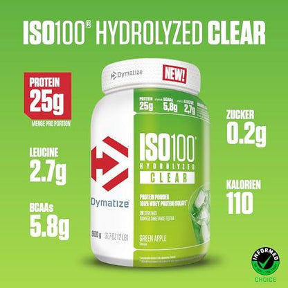 Dymatize ISO 100 Hydrolyzed Clear – 900g | 28 Порции | Различни плодови вкусове 🍓 🔹 Висококачествен хидролизиран суроватъчен протеин изолат за максимално възстановяване! - urmax