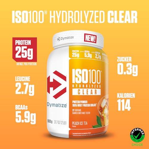 Dymatize ISO 100 Hydrolyzed Clear – 900g | 28 Порции | Различни плодови вкусове 🍓 🔹 Висококачествен хидролизиран суроватъчен протеин изолат за максимално възстановяване! - urmax