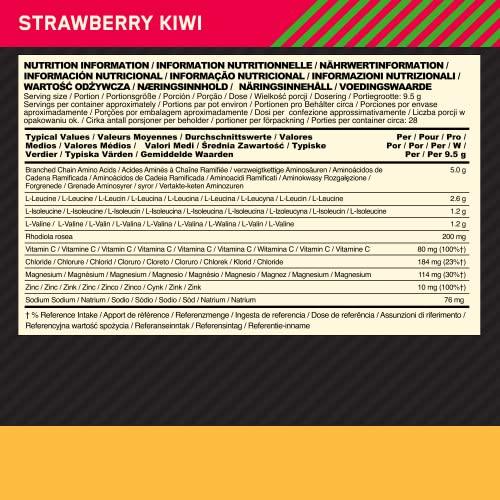 Optimum Nutrition Gold Standard BCAA Train + Sustain, Aminosäuren Pre-Workout-Pulver, Sportgetränk mit Vitamin C, Zink, Magnesium & Elektrolyten, Erdbeere-Kiwi-Geschmack, 28 Portionen, 266 g - urmax