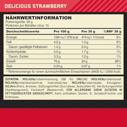 Optimum Nutrition Gold Standard 100% Molkenproteinpulver für Muskelaufbau und -regeneration mit natürlich vorkommendem Glutamin und BCAA-Aminosäuren, Vanilla Ice Cream, 15 Portionen, 450 g - urmax