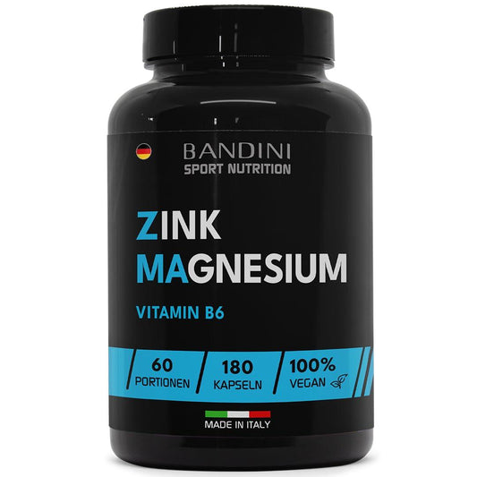 Bandini® ZMA ULTRA Extra Hochdosiert Komplex mit Magnesium, Zink & Vitamin B6, Premium: Mit 2 Magnesiumverbindungen, Muskelfunktion, Energie Booster, Ohne Zusätze, Vegan, GVO-frei, 120 Kapseln - urmax