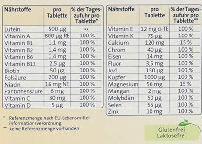 Abtei A-Z Komplett Langzeit-Multivitamine - 24 Vitamine und Mineralstoffe - hochdosiert, vegetarisch - 40 Depot-Tabletten - urmax