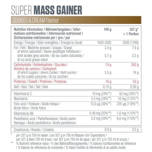 Dymatize Super Mass Gainer Cookies & Cream 2943g - Weight-Gainer Pulver + Kohlenhydrate, Creapure Kreatin, BCAAs und Casein - urmax