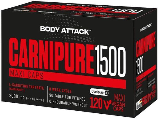 Body Attack Carnipure™ 1500, 120 Kapseln - patentiertes, reines & hochdosiertes L-Carnitin, Maxi Caps, Laborgeprüfte Premium-Qualität, Made in Germany - urmax