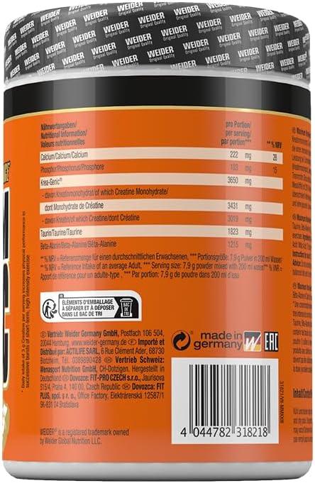 WEIDER Krea-Genic Kreatin Pulver hochdosiert, doppelt gepuffertes Kreatinmonohydrat, Power-Matrix mit Taurin & Beta-Alanin, 554g - urmax