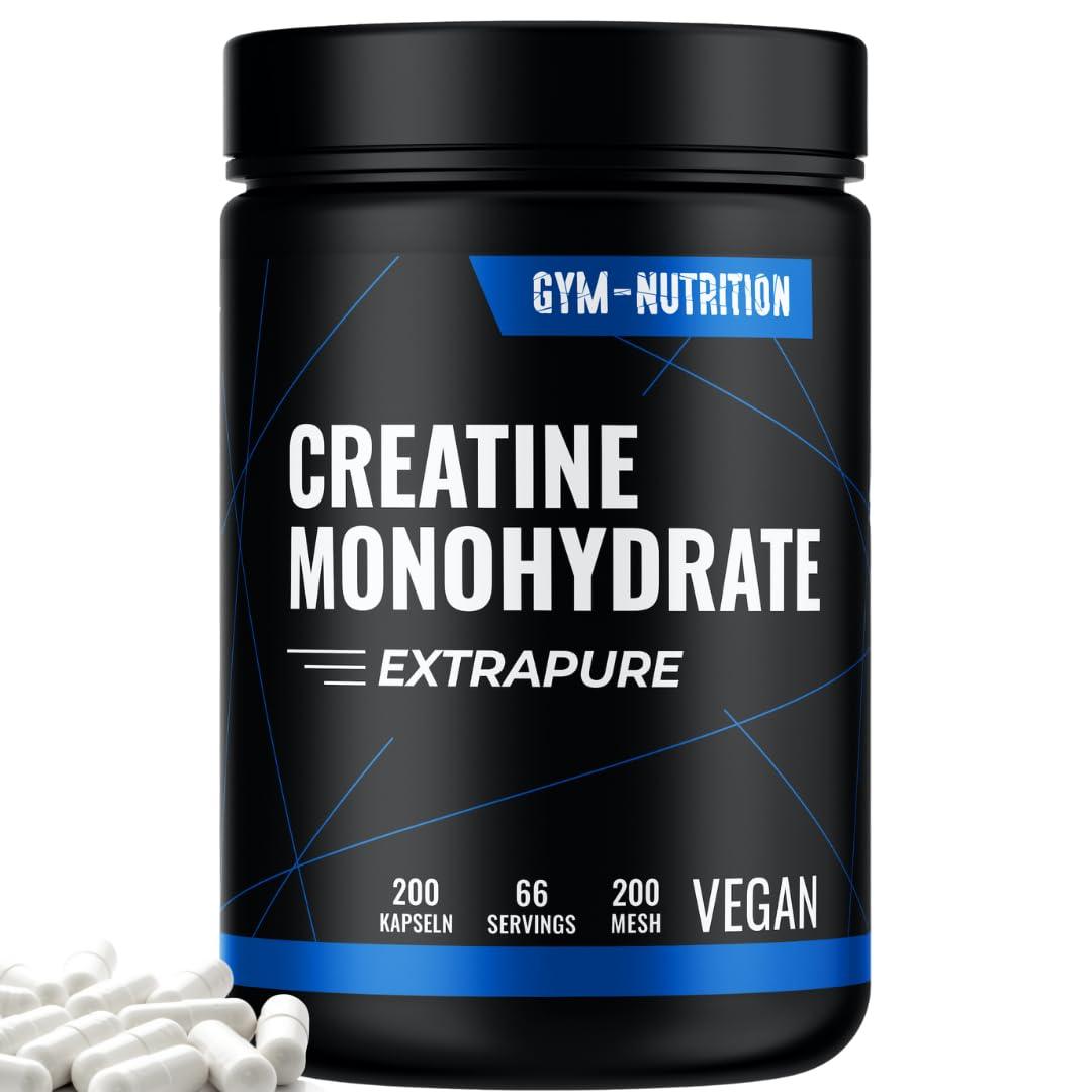 CREATIN Monohydrat Kapseln 3000mg Caps - 200 Creatine hochdosiert, Pures Kreatin Monohydrat - Mesh 200- Vegan, Abgefüllt in Deutschland Trainings & Fitness Ergänzungsmittel 66 Portionen - urmax