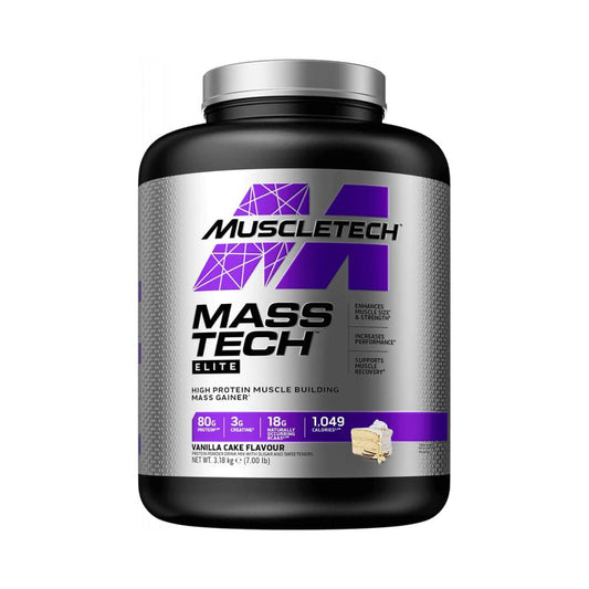 MuscleTech MassTech Elite Proteinpulver, Baut Muskelgröße Und -Stärke Auf, Molkenisola Massenproteinpulver Mit 3 g Kreatin, 80 g Protein, 18 g BCAA, 14 Portionen, 3,2 kg - urmax