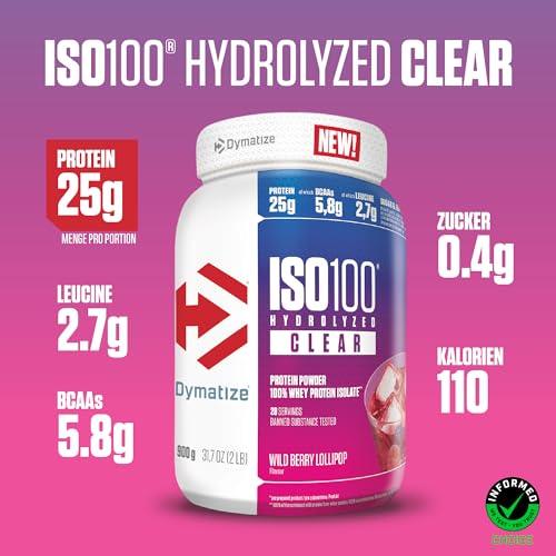 Dymatize ISO 100 Hydrolyzed Clear – 900g | 28 Порции | Различни плодови вкусове 🍓 🔹 Висококачествен хидролизиран суроватъчен протеин изолат за максимално възстановяване! - urmax
