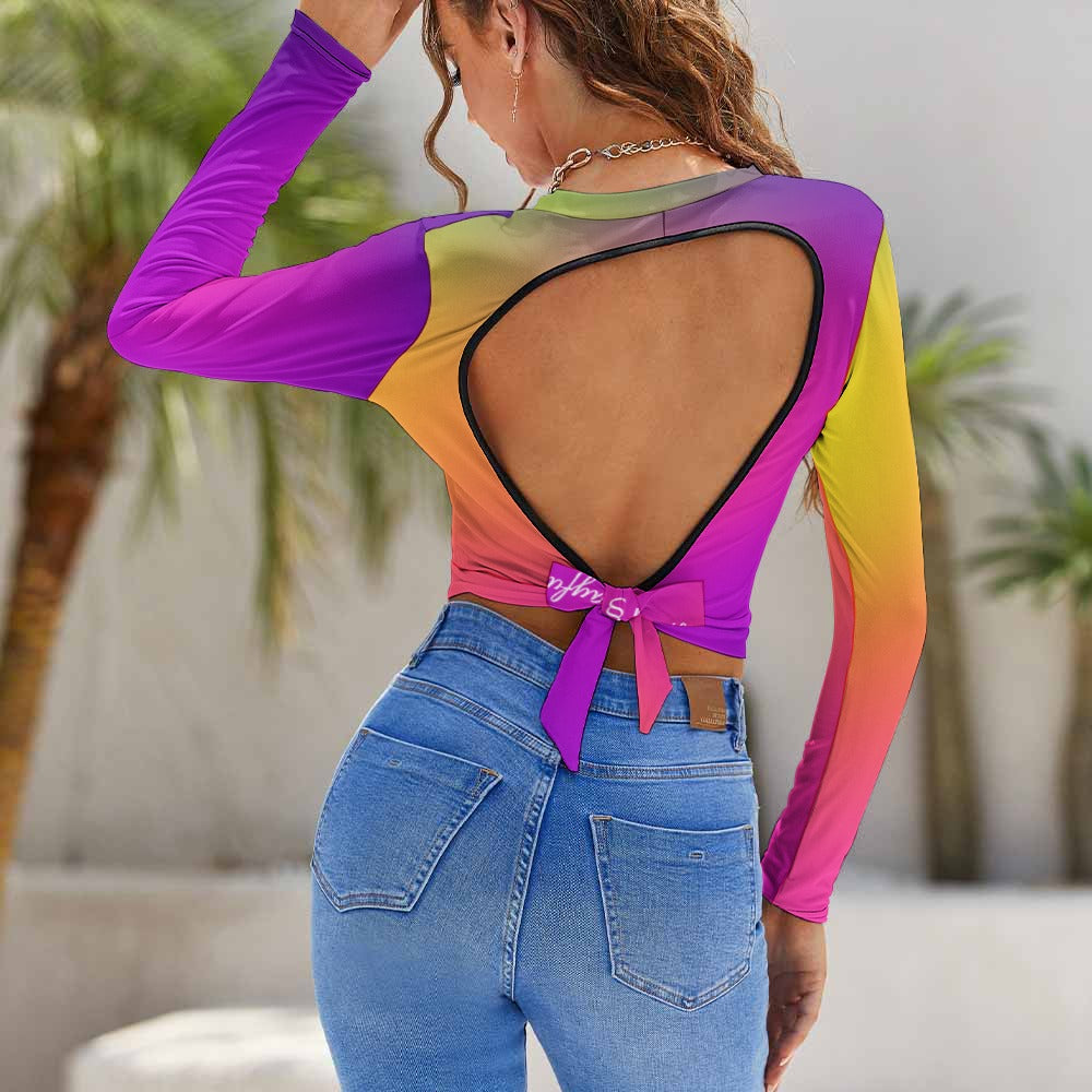 Backless Glow Long Sleeve Top – цветна енергия и уверена женственост