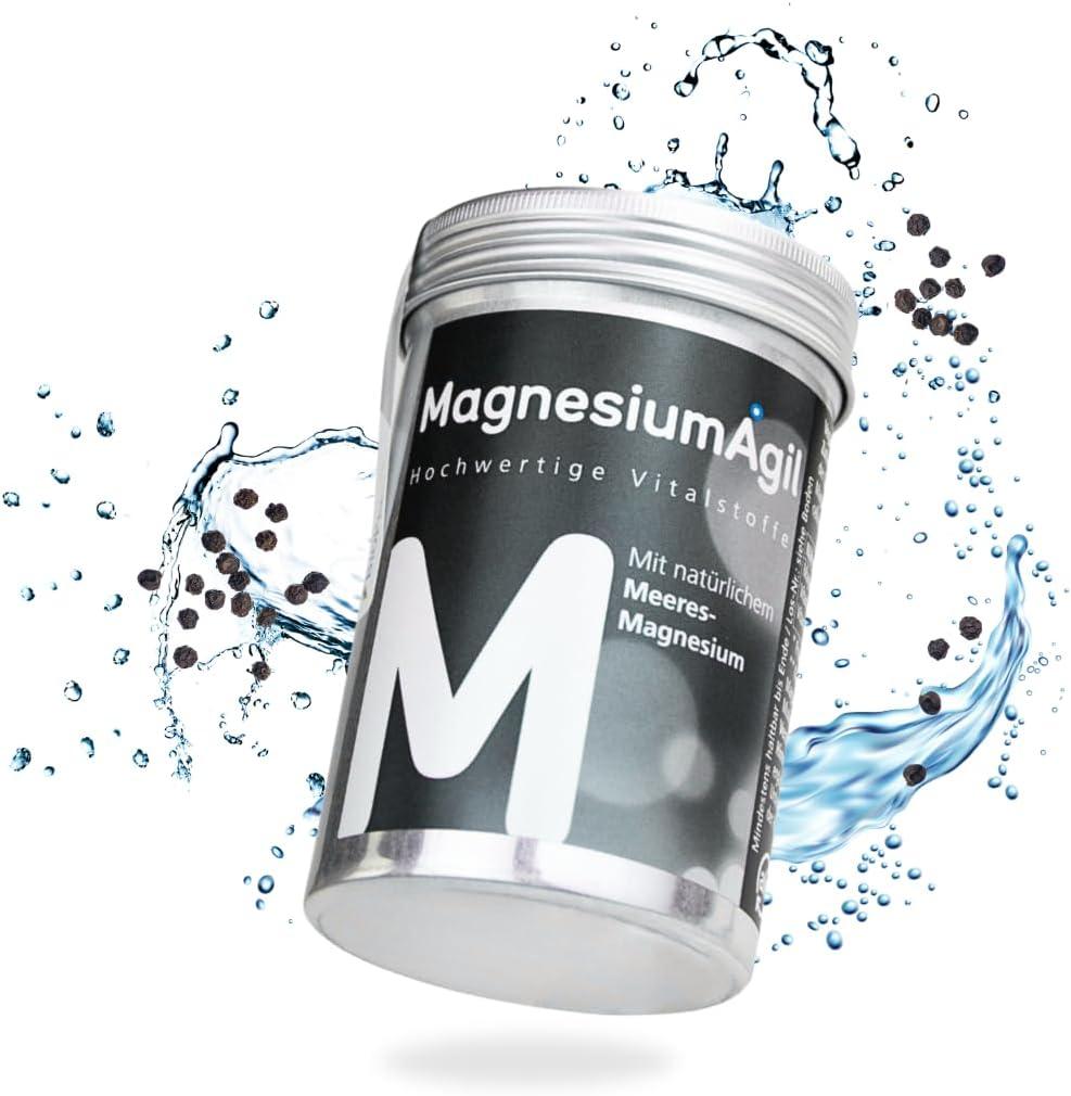 AgilNature MagnesiumAgil - Allround-Ergänzung für Sport, Fitness & Wohlbefinden - 400mg Magnesium + B-Vitaminen unterstützt Muskelaufbau, Knochengesundheit & Energie - Vegan, made in Germany - urmax