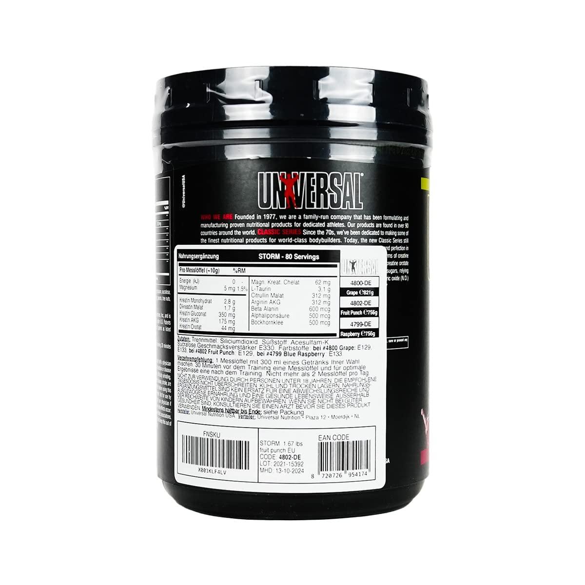 Universal Nutrition Storm Fruit Punch Powder | Creatine-Matrix Kreatin | Muskelaufbau - urmax