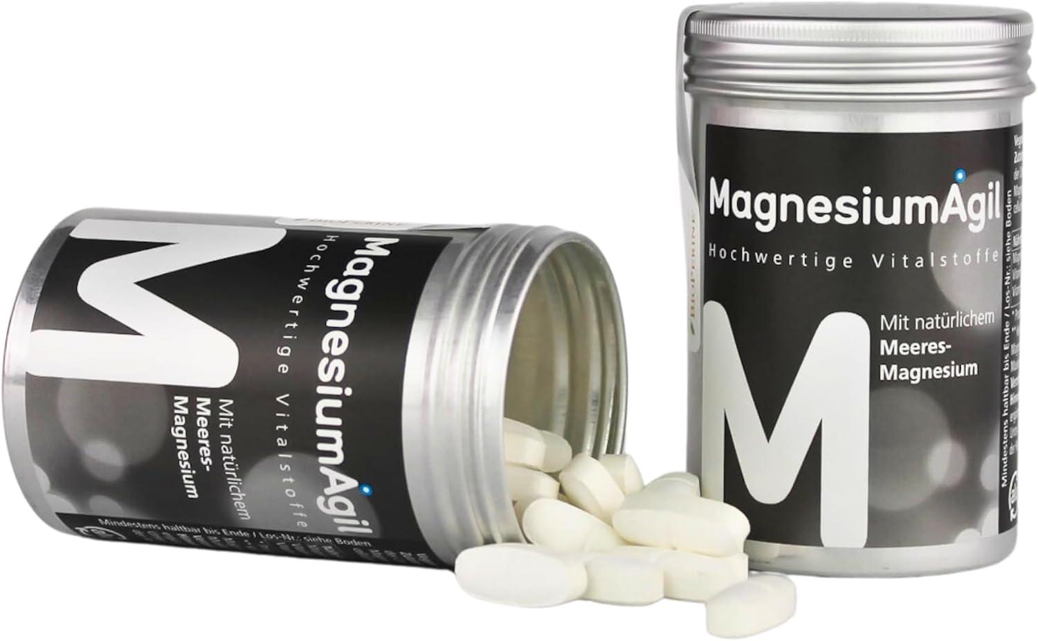 AgilNature MagnesiumAgil - Allround-Ergänzung für Sport, Fitness & Wohlbefinden - 400mg Magnesium + B-Vitaminen unterstützt Muskelaufbau, Knochengesundheit & Energie - Vegan, made in Germany - urmax