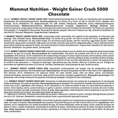 🏋️ Mammut Nutrition Crash Weight Gainer – 1400 г | 518 kcal/шейк | 80% Въглехидрати | 4-Компонентен Протеинов Комплекс 💪 Перфектен за Hardgainers, атлети и всеки, който иска ефективна мускулна маса! - urmax