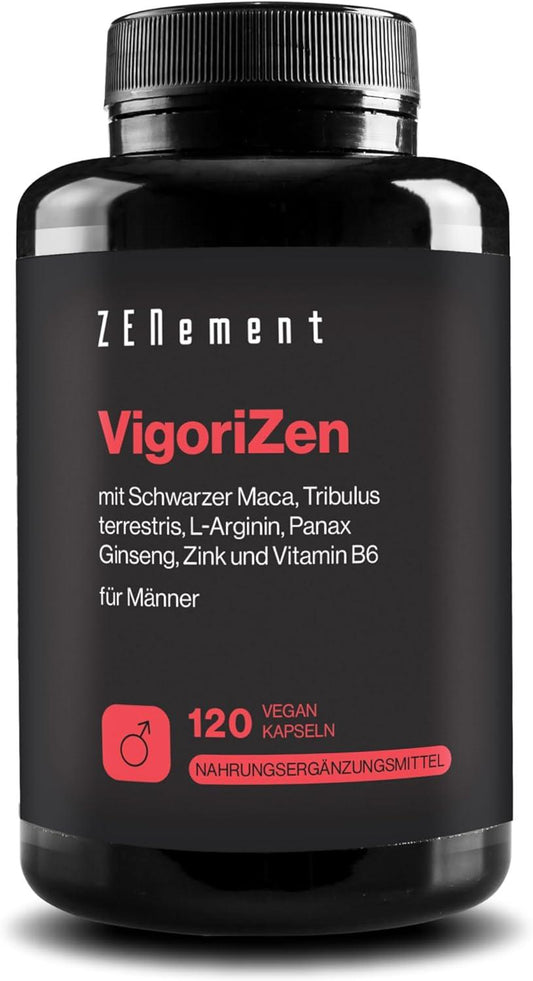 🔥 VigoriZen – 120 Капсули | Черна Мака, Трибулус Терестрис, Женшен, L-Аргинин, Цинк и Витамин B6 | Подкрепа за Мъжка Виталност и Тестостерон | Произведено в Испания 🏆 СИЛА, ЕНЕРГИЯ И ХОРМОНАЛЕН БАЛАНС – ВСИЧКО В ЕДНА ФОРМУЛА! - urmax