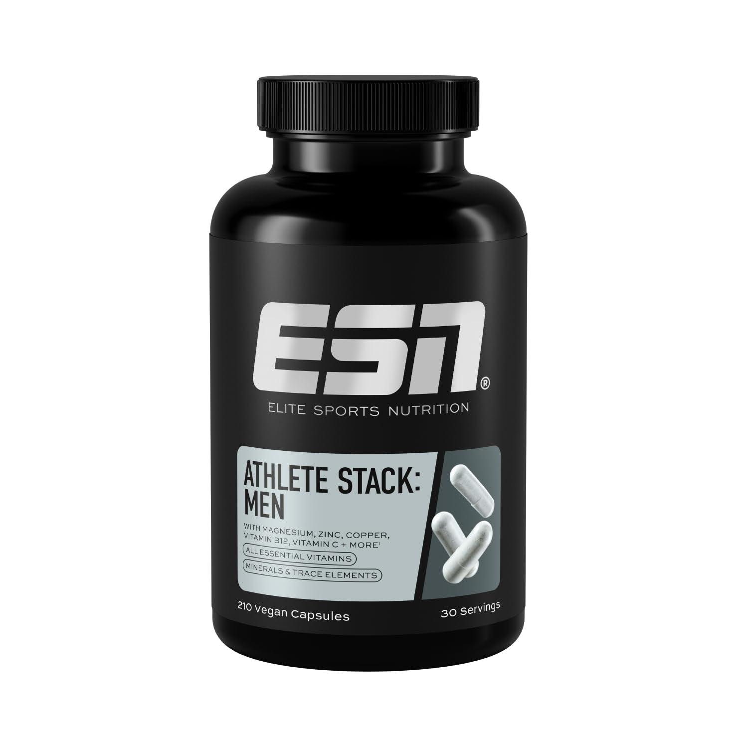 ESN Athlete Stack Men, 210 Kapseln, Alle essentiellen Vitamine und Mineralstoffe, Vegan, Geprüfte Qualität - Made in Germany - urmax
