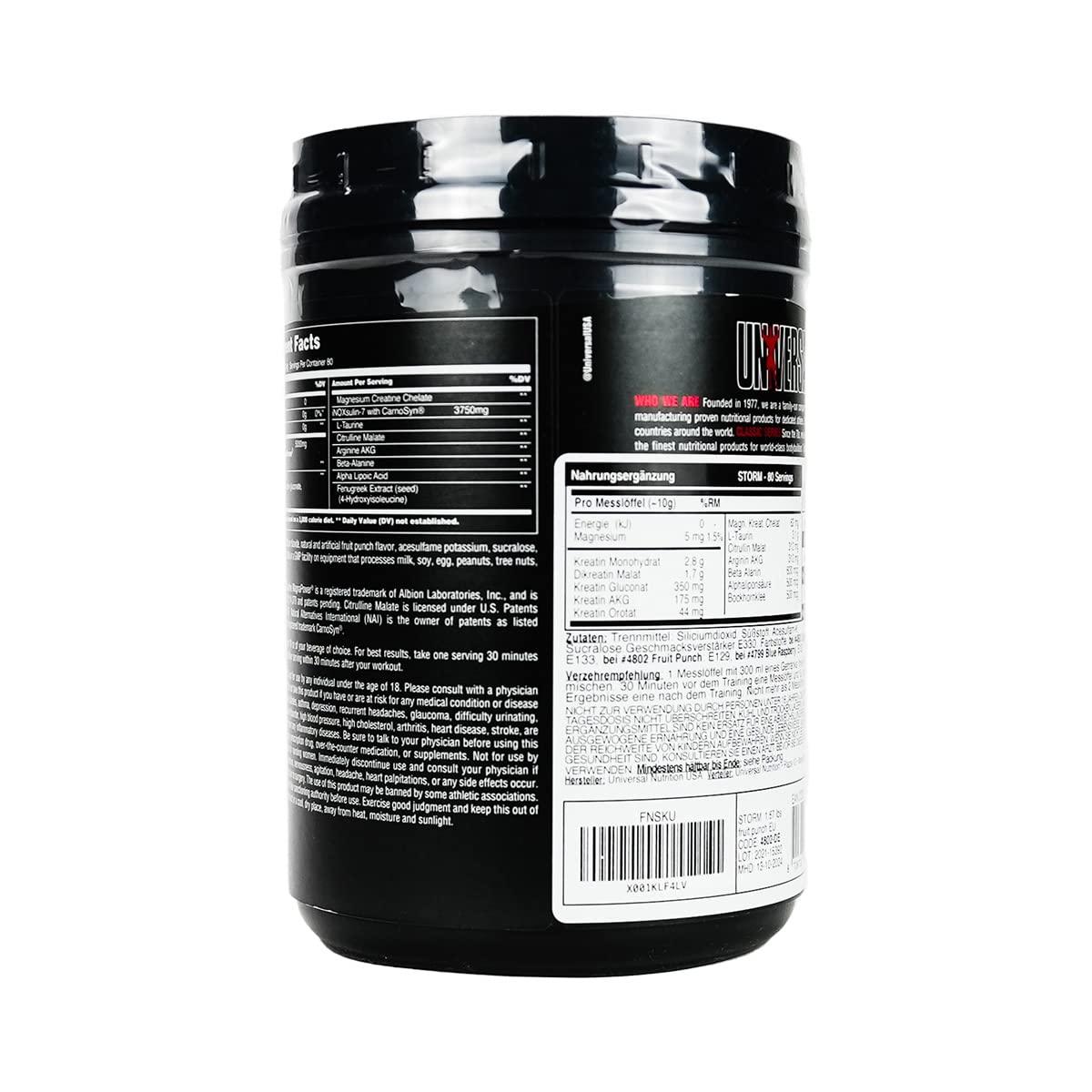 Universal Nutrition Storm Fruit Punch Powder | Creatine-Matrix Kreatin | Muskelaufbau - urmax