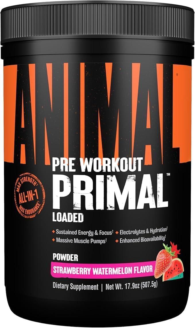 🔥 Universal Nutrition ANIMAL PRIMAL – Ултимативен Pre-Workout Booster за Максимална Енергия и Издръжливост | 507g | Ягодово-Динен Вкус - urmax