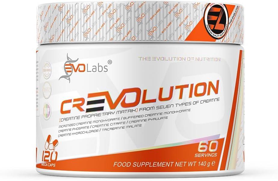 EVOLabs® CrEVOlution Kapseln - Mehrkomponenten Kreatin für Kraft & Ausdauer - Muskelwachstum unterstützen durch Creatin - Kreatin Matrix für deinen maximalen MUSKEL-BOOST (120 Kapseln) - urmax