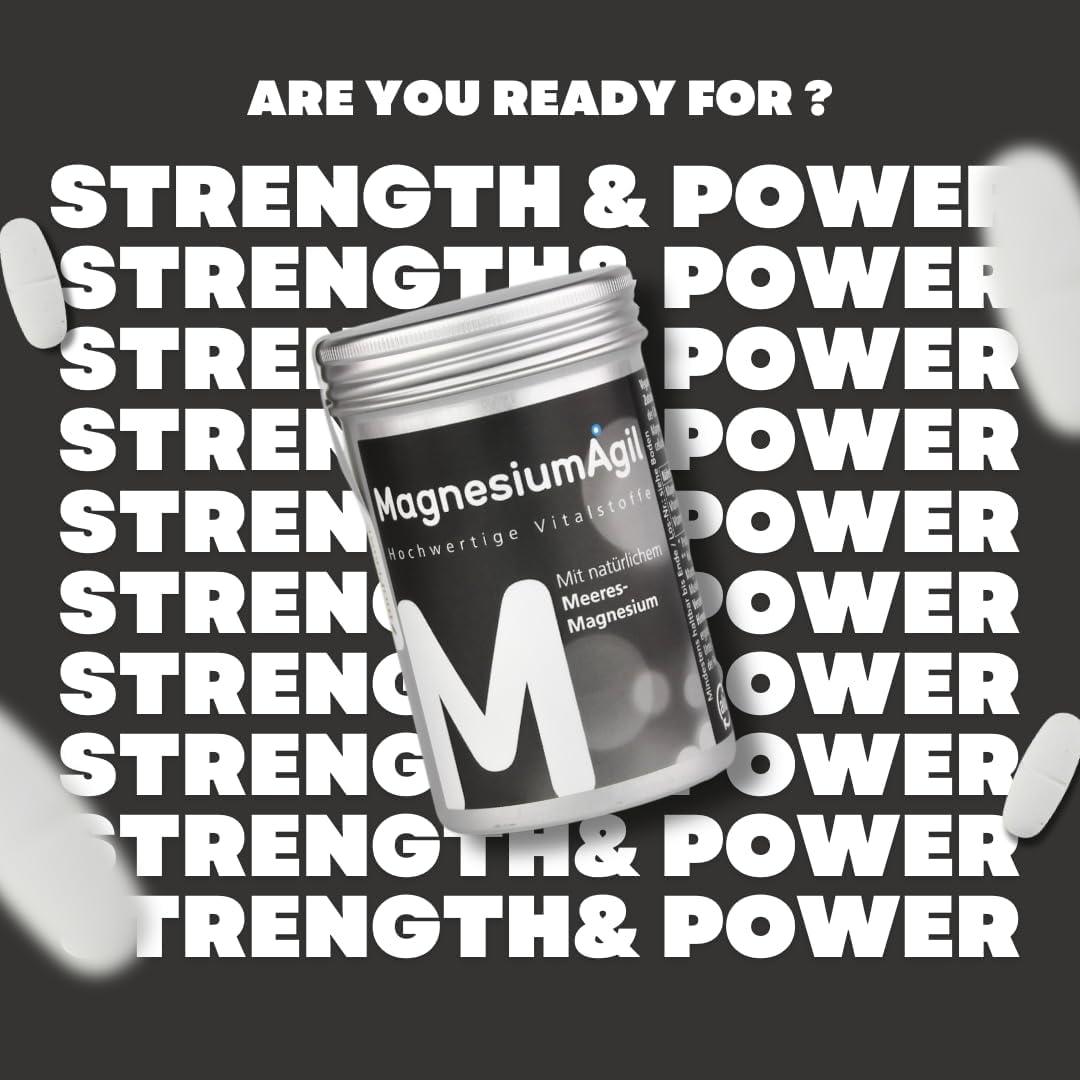 AgilNature MagnesiumAgil - Allround-Ergänzung für Sport, Fitness & Wohlbefinden - 400mg Magnesium + B-Vitaminen unterstützt Muskelaufbau, Knochengesundheit & Energie - Vegan, made in Germany - urmax