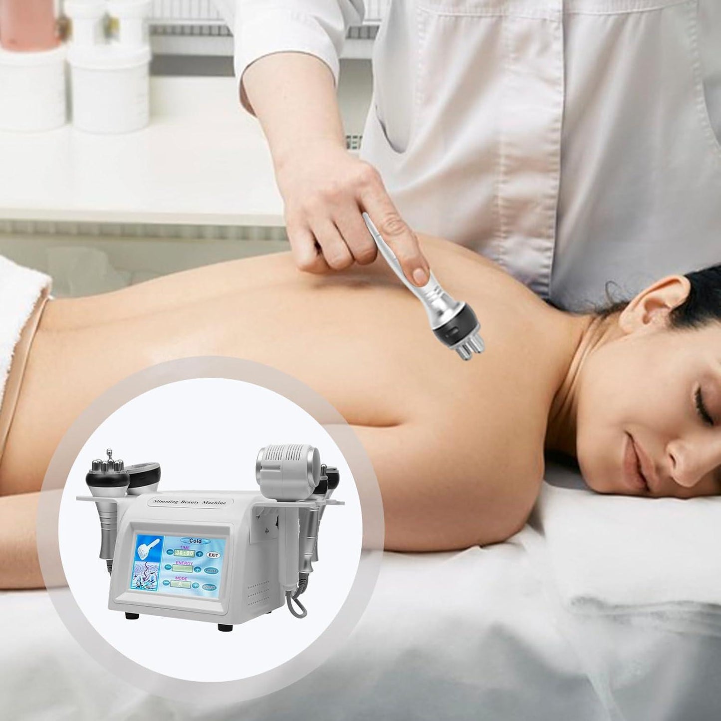 Donened - 6 in 1 Beauty Instrument, Fat Burning Machine, 40K Beauty Multipolar RF, Ultrasonic Cavitation Radio Frequency Device, for Face and Body - urmax