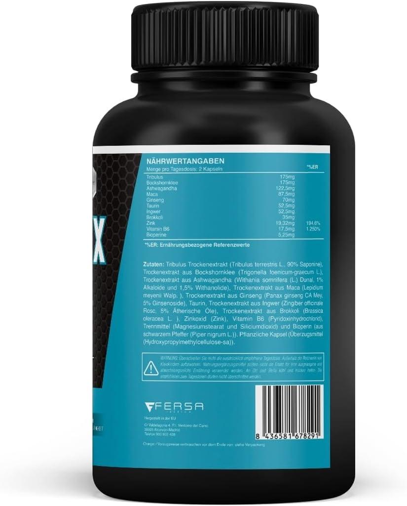 Healthy Fusion TestoMax Testosterone Booster Maca, Ginseng, Tribulus, Taurine and Vitamins Promotes Muscle Building Fat Burning and Revitalising Effect 120 Capsules - urmax