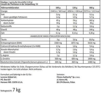 Kevin Levrone Black Line Anabolic Mass 7kg - Snickers - MUSKELMASSE - BULK - PROTEIN - urmax