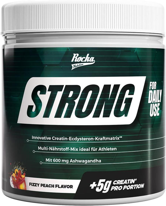 ⚡ Rocka Nutrition STRONG – 330 г | Мулти-нутриентен микс с креатин, ашваганда, витамин K2+D3, магнезий и цинк 🏋️ За мъже, които искат повече сила и издръжливост | Веган формула за мощ и възстановяване | Произведено в Германия - urmax
