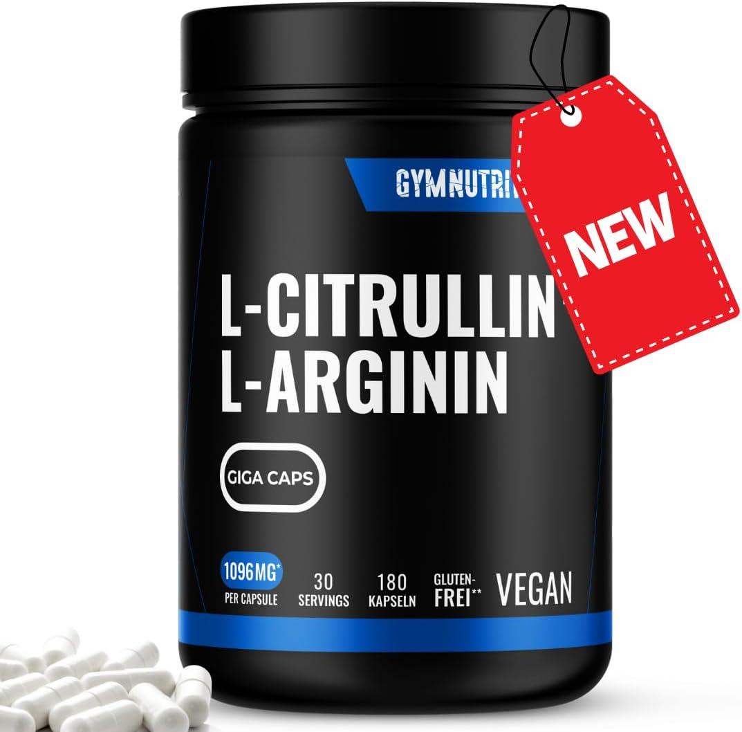 L-Arginin + L-Citrullin - 180 Kapseln - Hochdosiert 1096 mg pro Kapsel - Citrullin + Arginin Base - Premium Aminosäuren-Vegan - - urmax