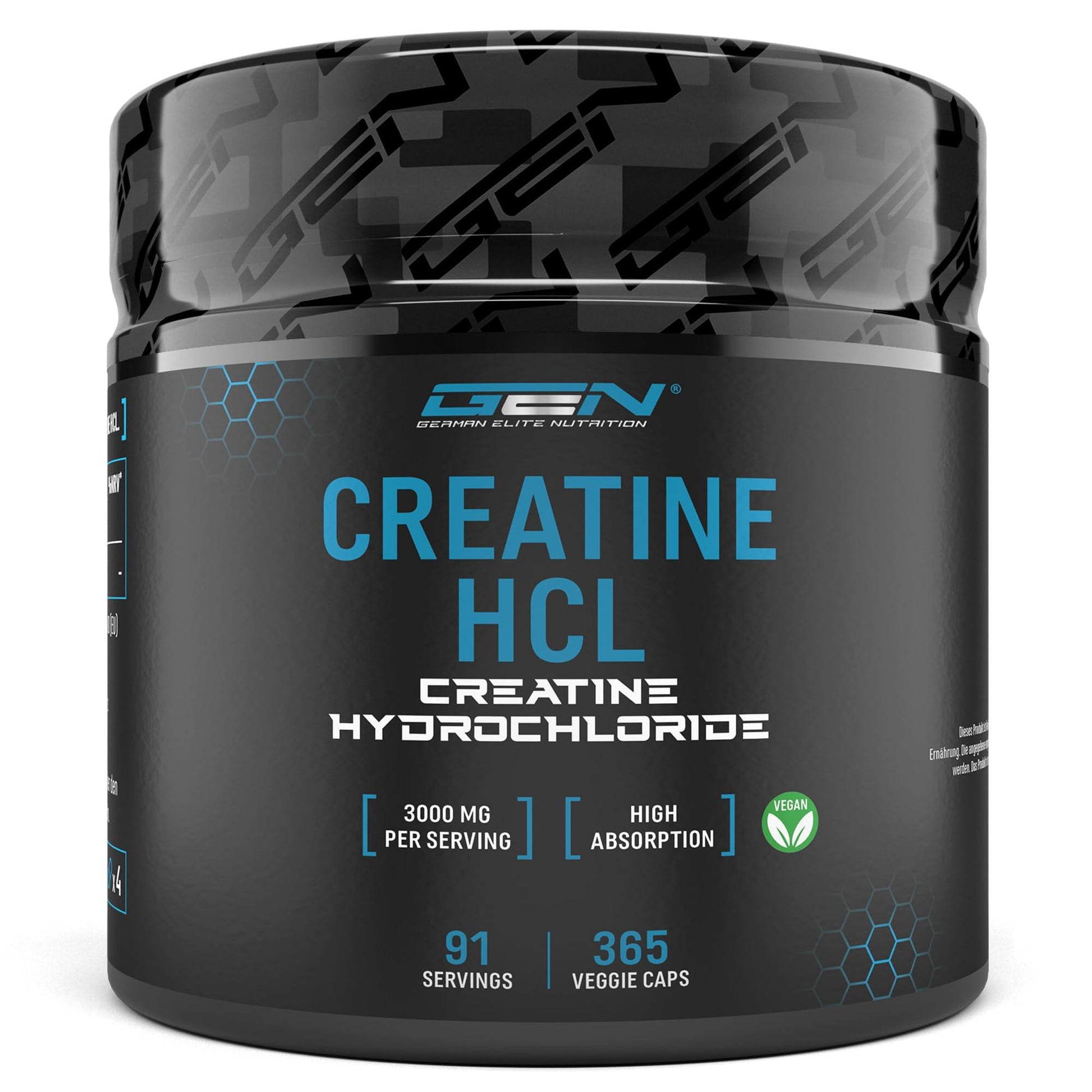 Creatine HCL - 180 Capsules - High Dose with 3000 mg - Pure Creatine Hydrochloride - High Absorption - High Bioavailability - Vegan - urmax