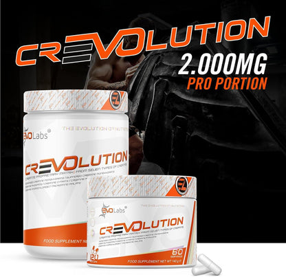 EVOLabs® CrEVOlution Kapseln - Mehrkomponenten Kreatin für Kraft & Ausdauer - Muskelwachstum unterstützen durch Creatin - Kreatin Matrix für deinen maximalen MUSKEL-BOOST (120 Kapseln) - urmax