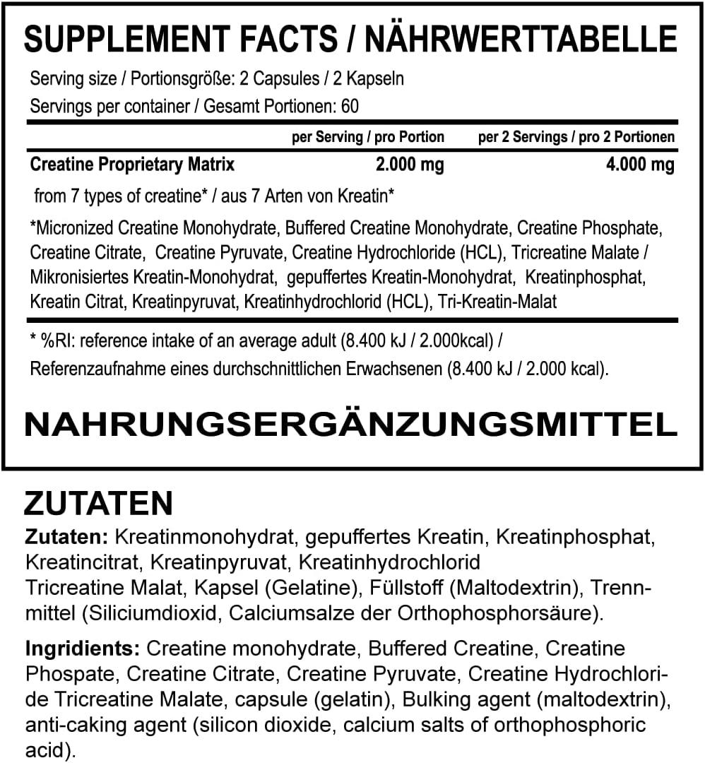 EVOLabs® CrEVOlution Kapseln - Mehrkomponenten Kreatin für Kraft & Ausdauer - Muskelwachstum unterstützen durch Creatin - Kreatin Matrix für deinen maximalen MUSKEL-BOOST (120 Kapseln) - urmax